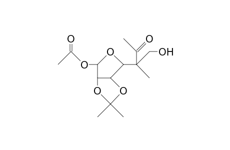 5,7-Dideoxy-5-hydroxymethyl-2,3-O-isopropylidene-5-C-methyl-ab-L-allo-heptos-6-ulofuranosyl acetate