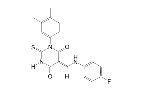 (5Z)-1-(3,4-dimethylphenyl)-5-[(4-fluoroanilino)methylene]-2-thioxodihydro-4,6(1H,5H)-pyrimidinedione