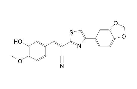 (2E)-2-[4-(1,3-benzodioxol-5-yl)-1,3-thiazol-2-yl]-3-(3-hydroxy-4-methoxyphenyl)-2-propenenitrile
