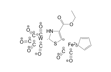 Pentacarbonyl{4-carbethoxy-5-[(eta-cyclopentadienyl)dicarbonylferrio]thiazolin-2-ylidene}tungsten