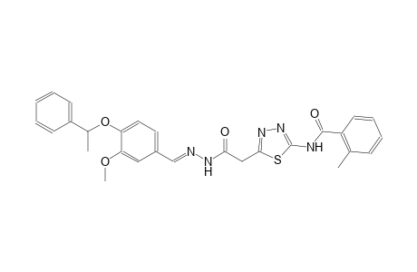 N-[5-(2-{(2E)-2-[3-methoxy-4-(1-phenylethoxy)benzylidene]hydrazino}-2-oxoethyl)-1,3,4-thiadiazol-2-yl]-2-methylbenzamide