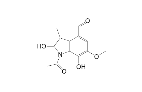 2H,3H-N-Acetyl-2,7-dihydroxy-4-formyl-6-methoxy-3-methylindole