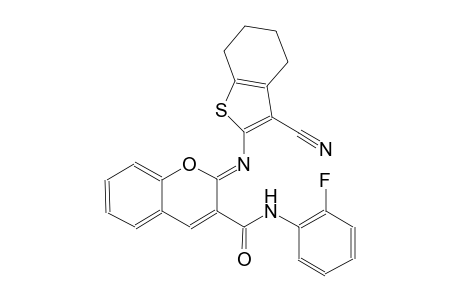 (2Z)-2-[(3-cyano-4,5,6,7-tetrahydro-1-benzothien-2-yl)imino]-N-(2-fluorophenyl)-2H-chromene-3-carboxamide