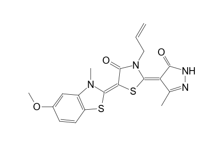 (2E,5Z)-3-allyl-2-(3-keto-5-methyl-2-pyrazolin-4-ylidene)-5-(5-methoxy-3-methyl-1,3-benzothiazol-2-ylidene)thiazolidin-4-one