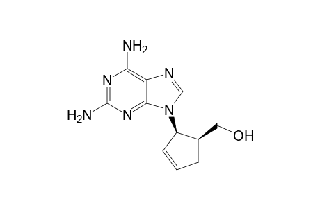(+-)-(1R,2S)-2,6-Diamino-9-[(2-hydroxymethyl)-4-cyclopentenyl]purine