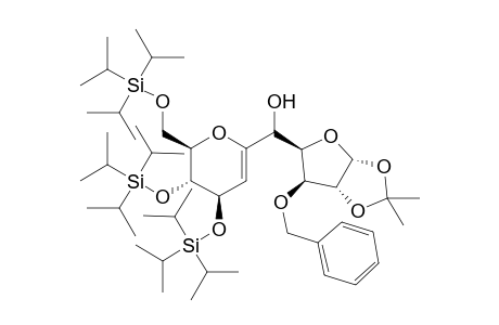 5-[3,4,6-Tri-O-(triisopropylsilyl)-D-glucal-1-yl]-3-O-Benzyl-1,2-O-(isopropylidene)-.alpha.,D-xylopentodialdo-1,4-furanose