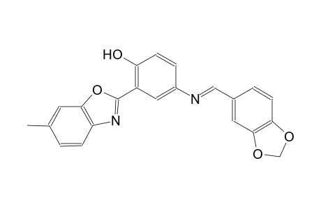 phenol, 4-[[(E)-1,3-benzodioxol-5-ylmethylidene]amino]-2-(6-methyl-2-benzoxazolyl)-