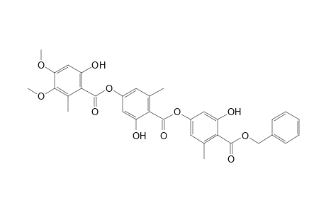 Benzoic acid, 2-hydroxy-4-[(6-hydroxy-3,4-dimethoxy-2-methylbenzoyl)oxy]-6-methyl-, 3-hydroxy-5-methyl-4-[(phenylmethoxy)carbonyl]phenyl ester