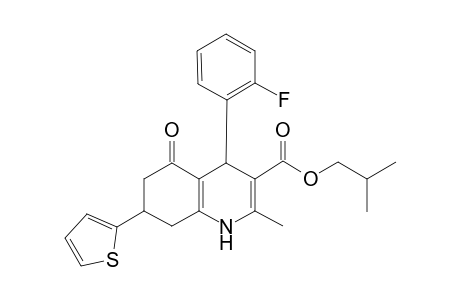 2-Methylpropyl 4-(2-fluorophenyl)-2-methyl-5-oxidanylidene-7-thiophen-2-yl-4,6,7,8-tetrahydro-1H-quinoline-3-carboxylate