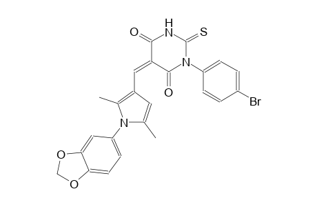 (5Z)-5-{[1-(1,3-benzodioxol-5-yl)-2,5-dimethyl-1H-pyrrol-3-yl]methylene}-1-(4-bromophenyl)-2-thioxodihydro-4,6(1H,5H)-pyrimidinedione