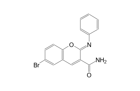 (2Z)-6-bromo-2-(phenylimino)-2H-chromene-3-carboxamide
