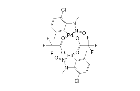 DI-MY-TRIFLUOROACETATO-BIS-[6-METHYL-3-CHLORO-2-N-METHYL-NITROSOAMINO)-PHENYL-C,N=O]-DIPALLADIUM-(2)