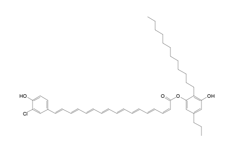 2,4,6,8,10,12,14,16-Heptadecaoctaenoic acid, 17-(3-chloro-4-hydroxyphenyl)-, 2-dodecyl-3-hydroxy-5-propylphenyl ester