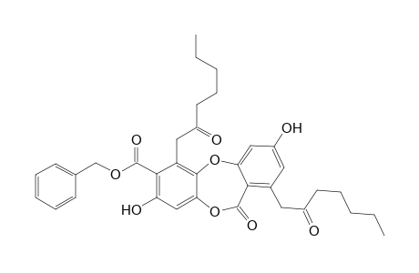 11H-Dibenzo[b,e][1,4]dioxepin-7-carboxylic acid, 3,8-dihydroxy-11-oxo-1,6-bis(2-oxoheptyl)-, phenylmethyl ester