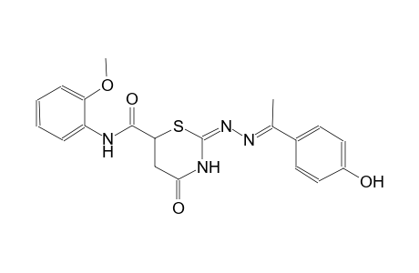(2E)-2-{(2E)-2-[1-(4-hydroxyphenyl)ethylidene]hydrazono}-N-(2-methoxyphenyl)-4-oxo-1,3-thiazinane-6-carboxamide