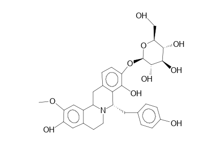 (+)-10-O-(beta-GLUCOPYRANOSYL)-8alpha-(4'-HYDROXYBENZYL)-2-METHOXYBERBIN-3,9-DIOL