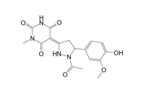 (5Z)-5-[1-acetyl-5-(4-hydroxy-3-methoxyphenyl)-3-pyrazolidinylidene]-1-methyl-2,4,6(1H,3H,5H)-pyrimidinetrione