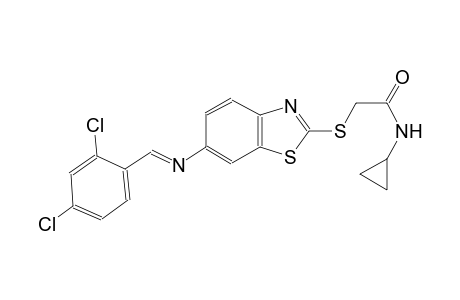 acetamide, N-cyclopropyl-2-[[6-[[(E)-(2,4-dichlorophenyl)methylidene]amino]-2-benzothiazolyl]thio]-