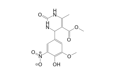 5-pyrimidinecarboxylic acid, 1,2,3,4-tetrahydro-4-(4-hydroxy-3-methoxy-5-nitrophenyl)-6-methyl-2-oxo-, methyl ester