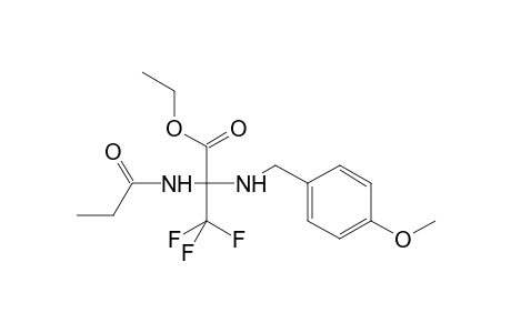 Propanoic acid, 3,3,3-trifluoro-2-[[(4-methoxyphenyl)methyl]amino]-2-[(1-oxopropyl)amino]-, ethyl ester