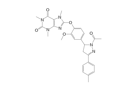 1-Acetyl-5-((4-(2,6-dioxo-1,3,7-trimethyl-2,3,6,7-tetrahydro-1H-purine-8-yl)oxy)-3-methoxyphenyl)-3-(4-methylphenyl)-4,5-dihydro-1H-pyrazole