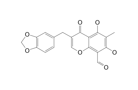 OPHIOPOGONONE-C;5,7-DIHYDROXY-6-METHYL-8-ALDEHYDO-3-(3',4'-METHYLENEDIOXYBENZYL)-CHROMONE