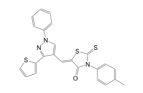 (5Z)-3-(4-methylphenyl)-5-{[1-phenyl-3-(2-thienyl)-1H-pyrazol-4-yl]methylene}-2-thioxo-1,3-thiazolidin-4-one