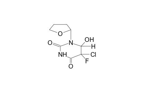 1-(TETRAHYDROFURYL-2)-5,6-DIHYDRO-5-FLUORO-5-CHLORO-6-HYDROXYURACIL