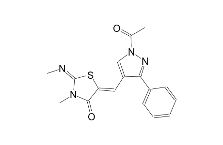 4-thiazolidinone, 5-[(1-acetyl-3-phenyl-1H-pyrazol-4-yl)methylene]-3-methyl-2-[(E)-methylimino]-, (2E,5Z)-