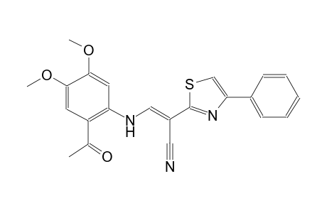 (2E)-3-(2-acetyl-4,5-dimethoxyanilino)-2-(4-phenyl-1,3-thiazol-2-yl)-2-propenenitrile
