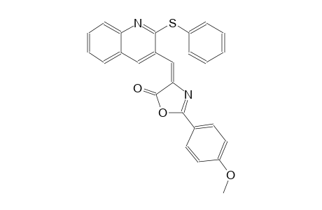5(4H)-oxazolone, 2-(4-methoxyphenyl)-4-[[2-(phenylthio)-3-quinolinyl]methylene]-, (4E)-