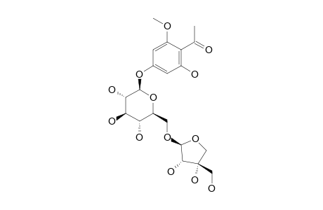 ERYTHROXYLOSIDE-A;2,4-DIHYDROXY-6-METHOXY-ACETOPHENONE-4-O-BETA-D-APIOFURANOSYL-(1->6)-BETA-D-GLUCOPYRANOSIDE