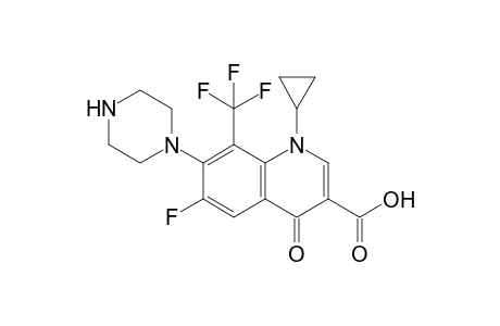 1-cyclopropyl-6-fluoranyl-4-oxidanylidene-7-piperazin-1-yl-8-(trifluoromethyl)quinoline-3-carboxylic acid