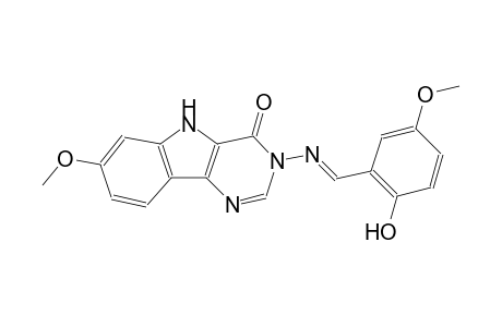 3-{[(E)-(2-hydroxy-5-methoxyphenyl)methylidene]amino}-7-methoxy-3,5-dihydro-4H-pyrimido[5,4-b]indol-4-one