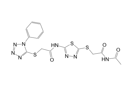 N-(5-{[2-(acetylamino)-2-oxoethyl]sulfanyl}-1,3,4-thiadiazol-2-yl)-2-[(1-phenyl-1H-tetraazol-5-yl)sulfanyl]acetamide