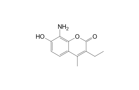 8-Amino-3-ethyl-7-hydroxy-4-methyl-2H-1-benzopyran-2- one
