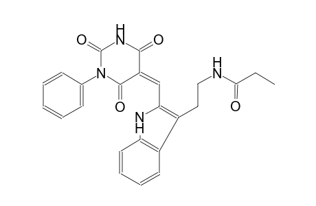 N-(2-{2-[(Z)-(2,4,6-trioxo-1-phenyltetrahydro-5(2H)-pyrimidinylidene)methyl]-1H-indol-3-yl}ethyl)propanamide