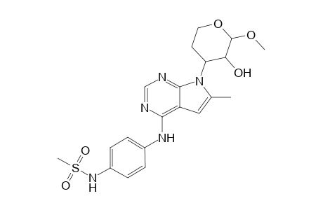 .beta.-DL-threo-Pentopyranoside, methyl 3,4-dideoxy-3-[6-methyl-4-[[[(methylsulfonyl)amino]phenyl]amino]-7H-p yrrolo[2,3-d]pyrimidin-7-yl]-