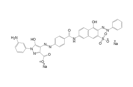1H-Pyrazole-3-carboxylic acid, 1-(3-aminophenyl)-4,5-dihydro-4-[[4-[[[5-hydroxy-6-(phenylazo)-7-sulfo-2-naphthalenyl]amino]carbonyl]phenyl]azo]-5-oxo-, disodium salt