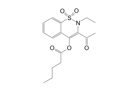 3-acetyl-2-ethyl-1,1-dioxido-2H-1,2-benzothiazin-4-yl pentanoate
