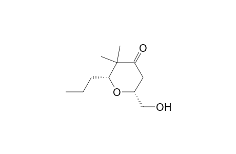 4H-Pyran-4-one, tetrahydro-6-(hydroxymethyl)-3,3-dimethyl-2-propyl-, cis-(.+-.)-