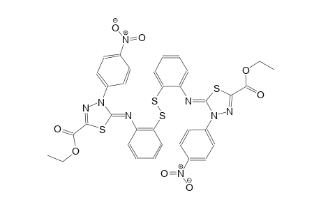ethyl (5Z)-5-{[2-({2-[((2Z)-5-(ethoxycarbonyl)-3-(4-nitrophenyl)-1,3,4-thiadiazol-2(3H)-ylidene)amino]phenyl}disulfanyl)phenyl]imino}-4-(4-nitrophenyl)-4,5-dihydro-1,3,4-thiadiazole-2-carboxylate