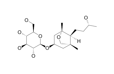 ASCLEPOSIDE-D;3-O-BETA-D-GLUCOPYRANOSYL-5,11-EPOXY-3,9-DIHYDROXY-MEGASTIGMANE
