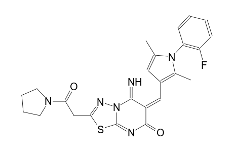 (6E)-6-{[1-(2-fluorophenyl)-2,5-dimethyl-1H-pyrrol-3-yl]methylene}-5-imino-2-[2-oxo-2-(1-pyrrolidinyl)ethyl]-5,6-dihydro-7H-[1,3,4]thiadiazolo[3,2-a]pyrimidin-7-one
