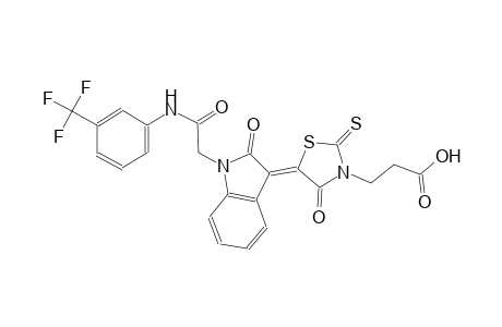 3-[(5Z)-4-oxo-5-(2-oxo-1-{2-oxo-2-[3-(trifluoromethyl)anilino]ethyl}-1,2-dihydro-3H-indol-3-ylidene)-2-thioxo-1,3-thiazolidin-3-yl]propanoic acid