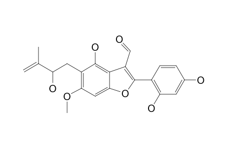 EBENFURAN_VII;2-(2,4-DIHYDROXYPHENYL)-5-(3-METHYL-2-HYDROXYBUTEN-3-YL)-4-HYDROXY-6-METHOXYBENZOFURAN-3-CARBALDEHYDE