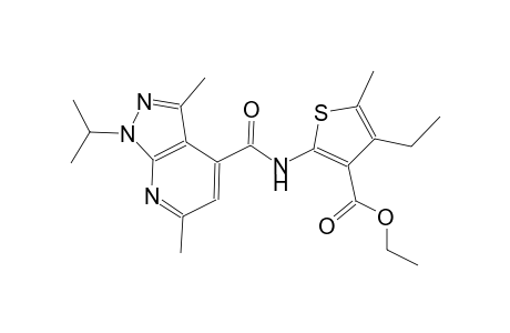 ethyl 4-ethyl-2-{[(1-isopropyl-3,6-dimethyl-1H-pyrazolo[3,4-b]pyridin-4-yl)carbonyl]amino}-5-methyl-3-thiophenecarboxylate