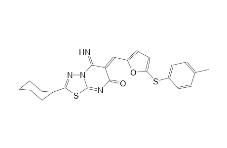 7H-[1,3,4]thiadiazolo[3,2-a]pyrimidin-7-one, 2-cyclohexyl-5,6-dihydro-5-imino-6-[[5-[(4-methylphenyl)thio]-2-furanyl]methylene]-, (6Z)-