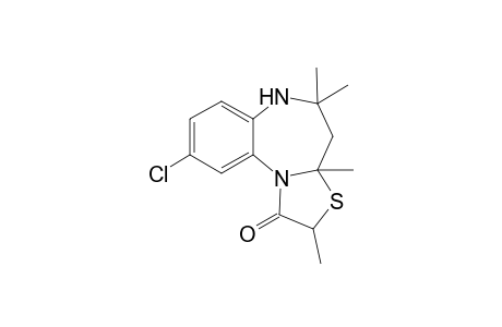 2,3a,5,5-Tetramethyl-9-chloro-3a,4,5,6-tetrahydro-thiazolo[3,2-a]-[1,5]benzodiazepin-1(2H)-one