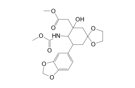 1,4-Dioxaspiro[4.5]decan-7.beta.-ol-8.beta.-amine, 7-methoxycarbonylmethyl-N-methoxycarbonyl-9-(benzodioxol-5-yl)-